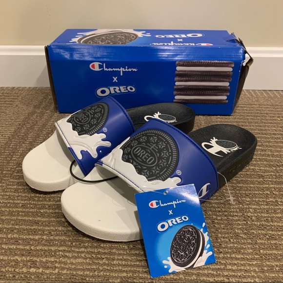 Champion Other - NEW Champion x Oreo IPO Blue Black Slides w/box